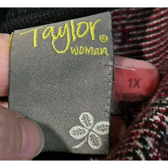 Taylor Womens 1X Plaid Knee-Length Dress With 3/4 Sleeves & Scoop Neck - Picture 5 of 5